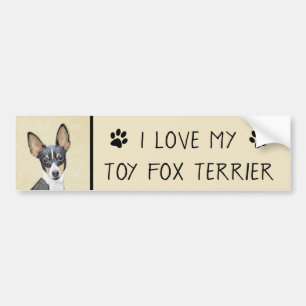 Adesivo Para Carro Pintura de Toy Fox Terrier - Arte de Cachorro Orig
