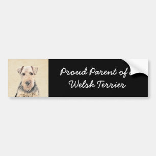 Adesivo Para Carro Pintura de Welsh Terrier - Arte de Cachorro Origin