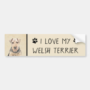 Adesivo Para Carro Pintura de Welsh Terrier - Arte de Cachorro Origin