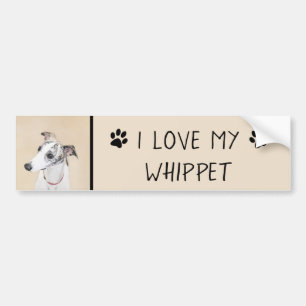 Adesivo Para Carro Pintura de Whippet - arte original bonito do cão