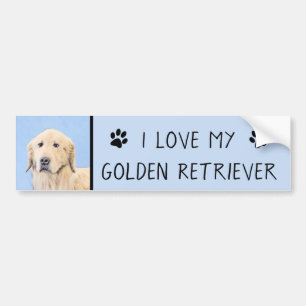 Adesivo Para Carro Pintura do ouro Retriever - Arte Cachorra Original