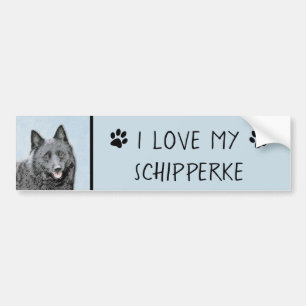 Adesivo Para Carro Pintura do Schipperke - arte original bonito do