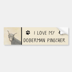 Adesivo Para Carro Pintura Doberman Pinscher - Arte Original para Cã