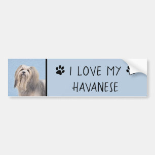 Adesivo Para Carro Pintura em Havanês (Prata) - Arte Canina Original