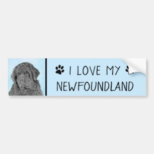 Adesivo Para Carro Pintura em Newfoundland - Arte Cão Original Bonit