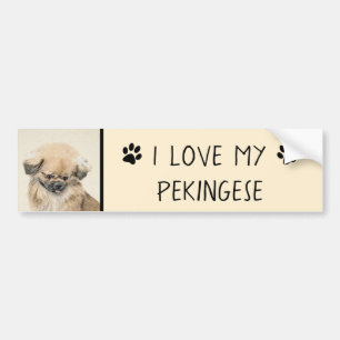 Adesivo Para Carro Pintura em Pekingese - Arte Cachorra Original