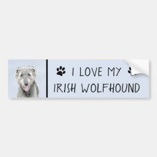 Adesivo Para Carro Pintura em Wolfhound Irlandês - Arte em Cachorro 