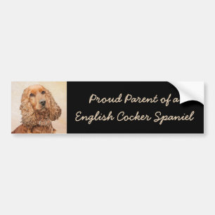 Adesivo Para Carro Pintura Inglesa em Cocker Spaniel - Arte Original 