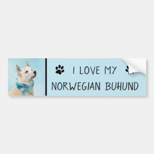 Adesivo Para Carro Pintura Norueguesa De Buhund - Arte De Cachorro Or