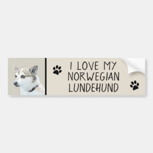 Adesivo Para Carro Pintura Norueguesa De Lundehund - Arte Original De