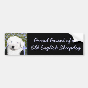 Adesivo Para Carro Pintura para papoilas de Sheepdog Inglês - Arte p
