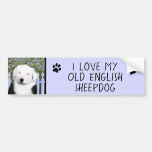 Adesivo Para Carro Pintura para papoilas de Sheepdog Inglês - Arte p