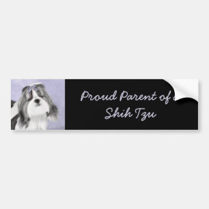 Adesivo Para Carro Pintura Shih Tzu - Arte Cachorosa Original