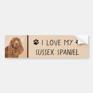 Adesivo Para Carro Pintura Sussex Spaniel - Arte Cachorra Original