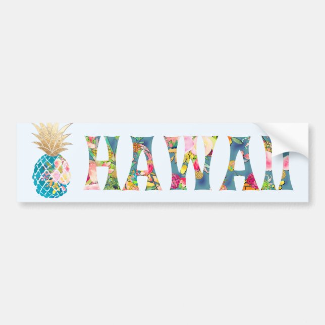 Adesivo Para Carro PixDezines Hawaii Pineapple (Frente)
