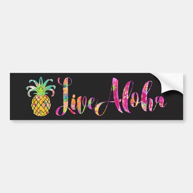Adesivo Para Carro PixDezines Live Aloha Pineapple (Frente)