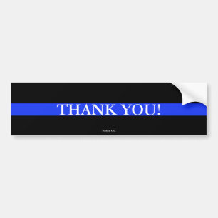Adesivo Para Carro Polícia - Linha Azul Fino - Obrigado, Bumper Stic