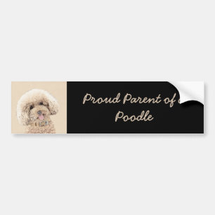 Adesivo Para Carro Poodle (Brinquedo, Miniatura) Pintando Arte Cão O