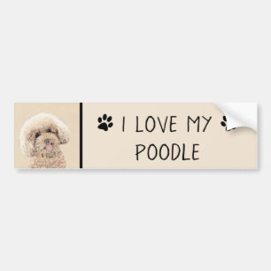 Adesivo Para Carro Poodle (Brinquedo, Miniatura) Pintando Arte Cão O