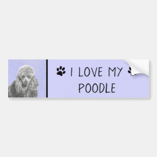 Adesivo Para Carro Poodle Miniature Toy Silver Cinza Blue Dog Art