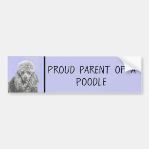 Adesivo Para Carro Poodle Miniature Toy Silver Cinza Blue Dog Art