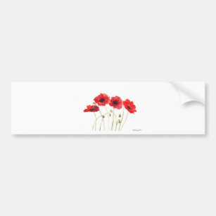 Adesivo Para Carro Poppies flores vermelhas aquarela papoula rústica