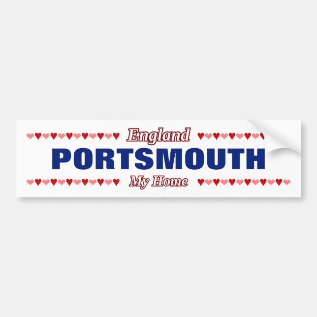 Adesivo Para Carro PORTSMOUTH - My Home - England; Red & Pink Hearts (Frente)