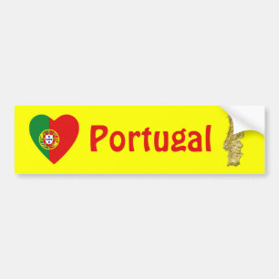 Adesivo Para Carro Portugal Flag Heart + Bumper Sticker