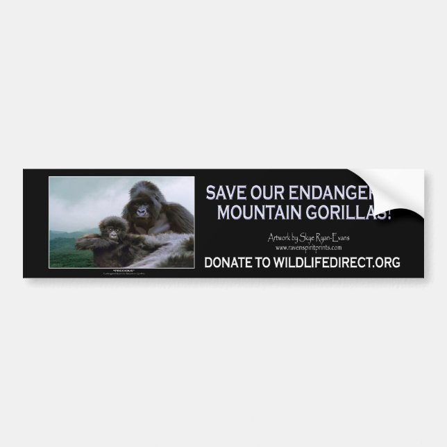Adesivo Para Carro "PRECIOSO" Montanha Gorillas Bumper Sticker (Frente)