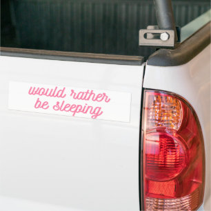 Adesivo Para Carro Preferiria Estar Dormindo   Cursivo Rosa Engraçado