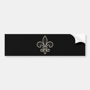 Adesivo Para Carro Preto da flor de lis com branco e ouro