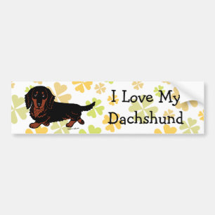 Adesivo Para Carro Preto de cabelos compridos e Tan do Dachshund