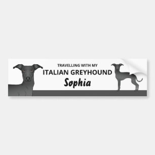 Adesivo Para Carro Preto - Viajando Com Meu Cachorro Galgo Italiano