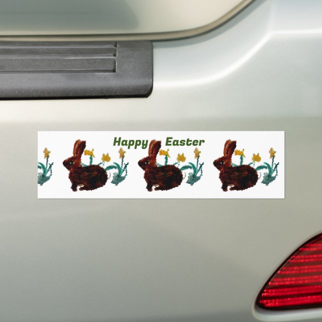 Adesivo Para Carro Primavera Rabbits Felz pascoa Daffodil (No carro)