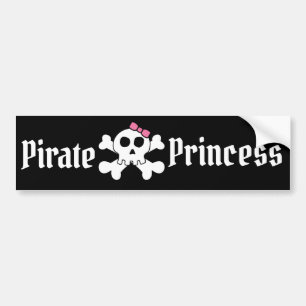 Adesivo Para Carro Princesa do pirata com o crânio cor-de-rosa do