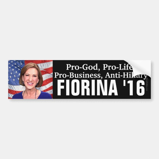 Adesivo Para Carro Pro-Deus, Anti-Hillary Carly Fiorina 2016 (Frente)