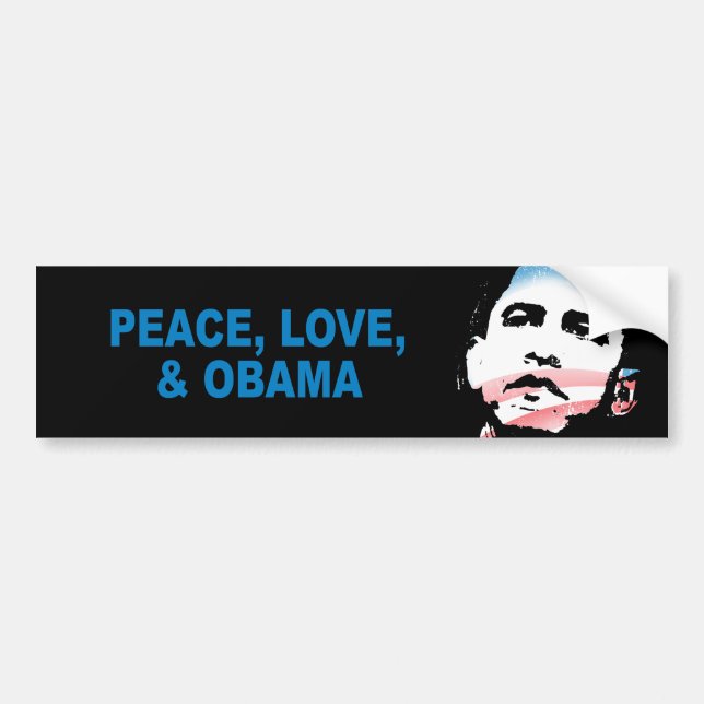 Adesivo Para Carro Pro-Obama - PAZ, AMOR, E OBAMA (Frente)