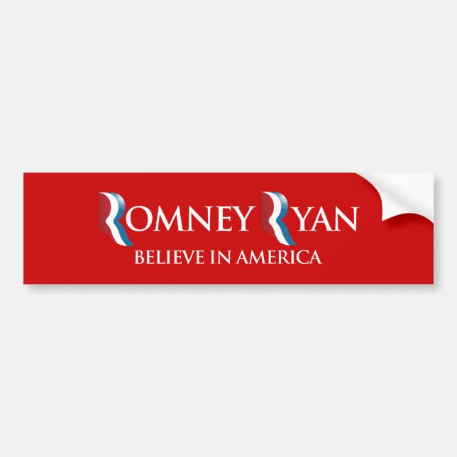 ADESIVO PARA CARRO PRO-ROMNEY - ACREDITE EM AMÉRICA COM ROMNEY RYAN - (Frente)