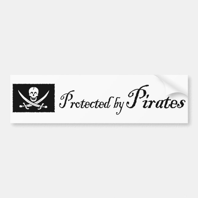 Adesivo Para Carro ProtectedbyPirates, autocolante no vidro traseiro (Frente)