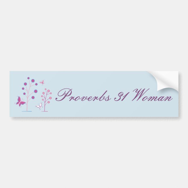 Adesivo Para Carro Proverbs 31 Mulher com Borboletas Bonito (Frente)