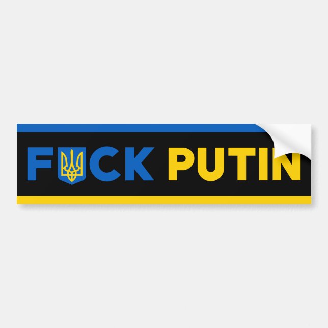Adesivo Para Carro Puck futin anti Putin Ucrânia bandeira (Frente)