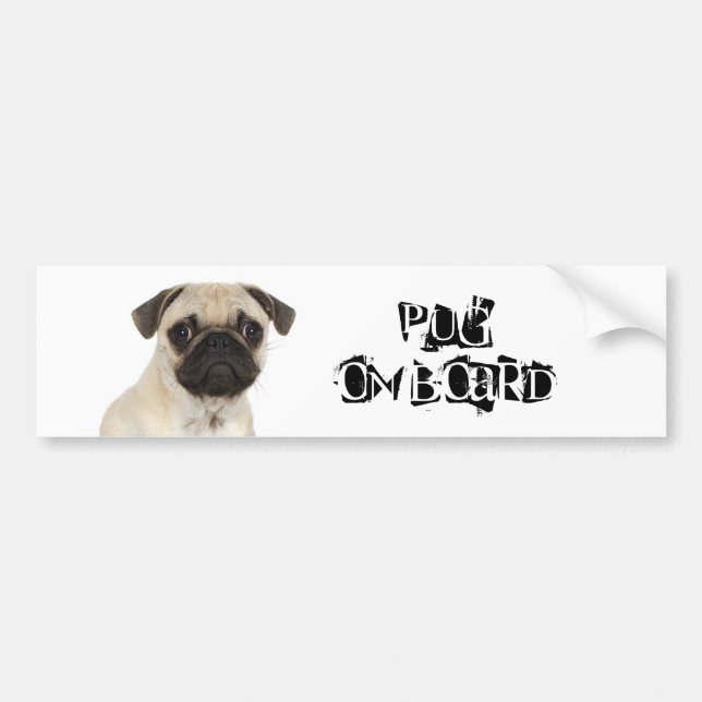 Adesivo Para Carro Pug a bordo (Frente)