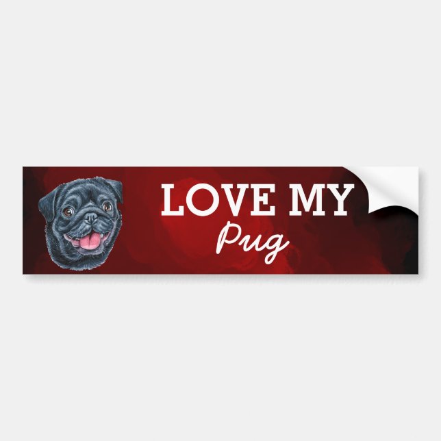 Adesivo Para Carro Pug Bumper Sticker (Frente)