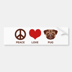 Adesivo Para Carro Pug do amor da paz