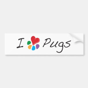 Adesivo Para Carro Pugs animais do coração de Lover_I