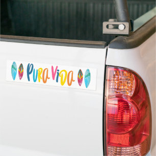 Adesivo Para Carro Pura Vida Colorida Surfboard Costa Rica Pára-choq
