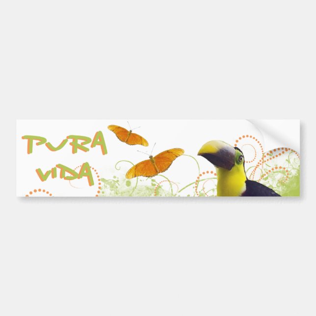 Adesivo Para Carro Pura Vida Toucan Bumper Sticker (Frente)