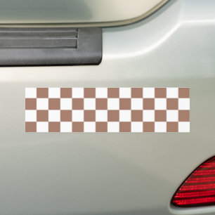 Adesivo Para Carro Quadrados xadrez marrom mocha branco geométrico re