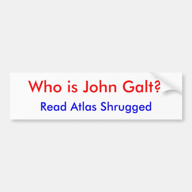 Adesivo Para Carro Quem é John Galt? , Leia o atlas Shrugged (Frente)