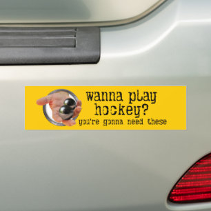 Adesivo Para Carro Quer Jogar Hóquei?Adesivo de para-choque